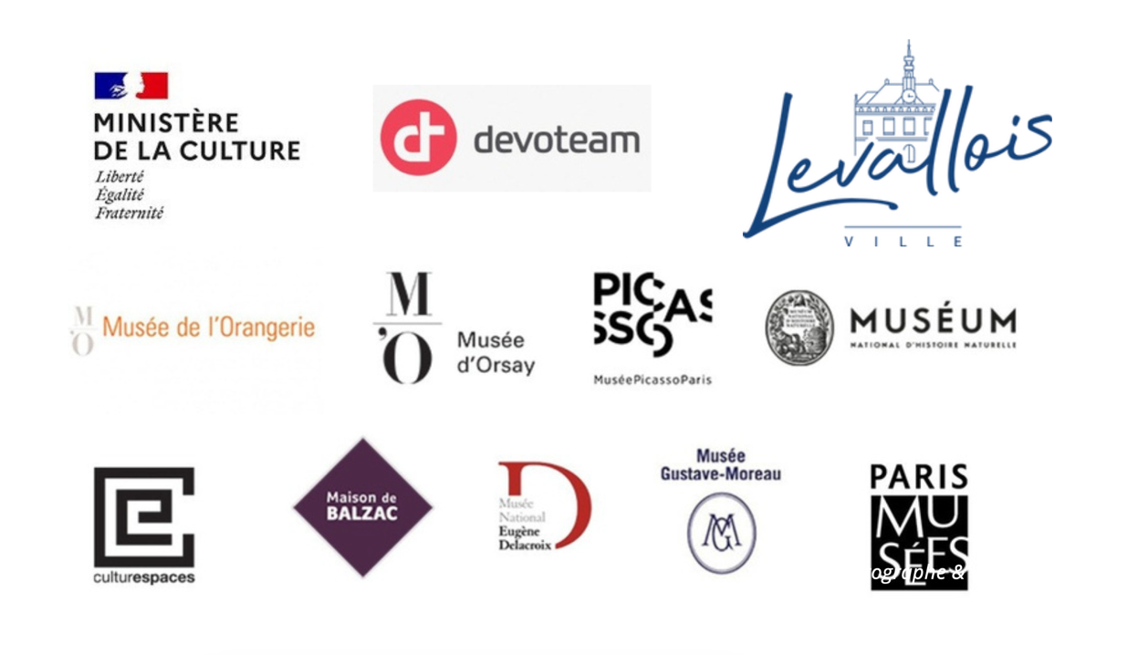 Ils nous font confiance : Ministère de la Culture, Devoteam, Levallois Ville, Musée de l'Orangerie, Musée d'Orsay, Musée Picasso Paris, Muséum National d'Histoire Naturelle, CultureSpaces, Maison de Balzac, Musée Eugène Delacroix, Musée Gustave-Moreau, Paris Musées